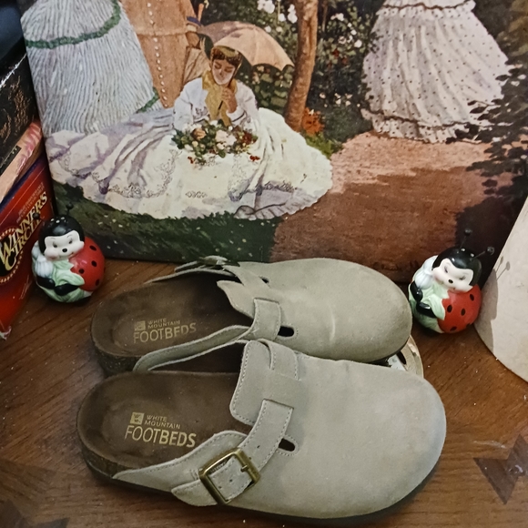 White Mountain Footbed Sandals Brown Leather 6M.Buckle. Slip On Slide On. - Picture 11 of 15